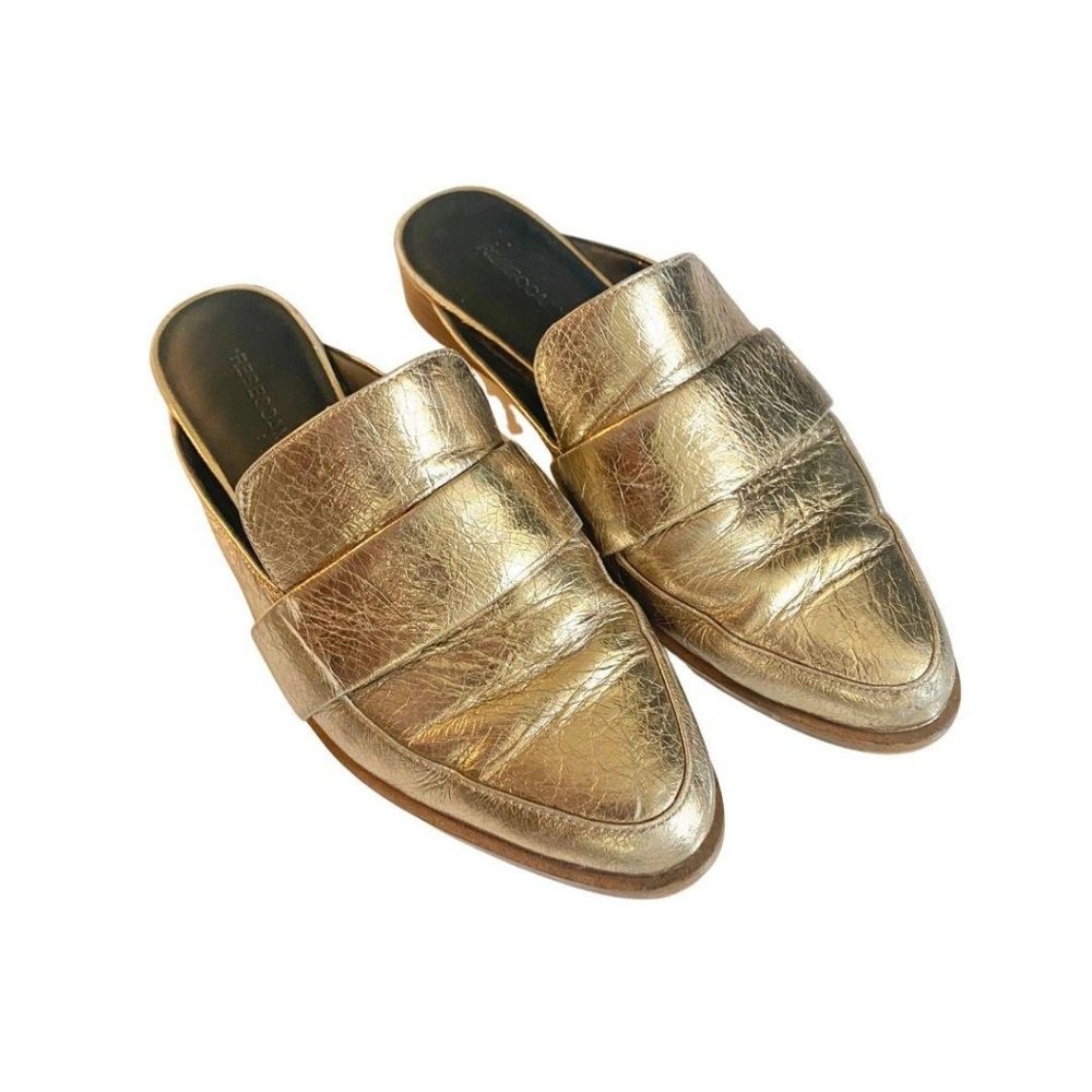 Rebecca Minkoff Gold Mika Mule/Slides Size 5.5